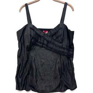 Libian 1X Boned Corset Ruffle Lace Camisole Top Smocked Sheen Witchy Goth Vamp